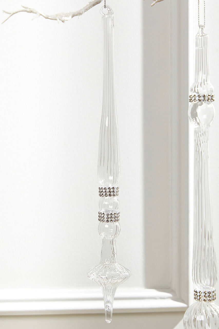 12" Finial Glass with Jewels Ornament