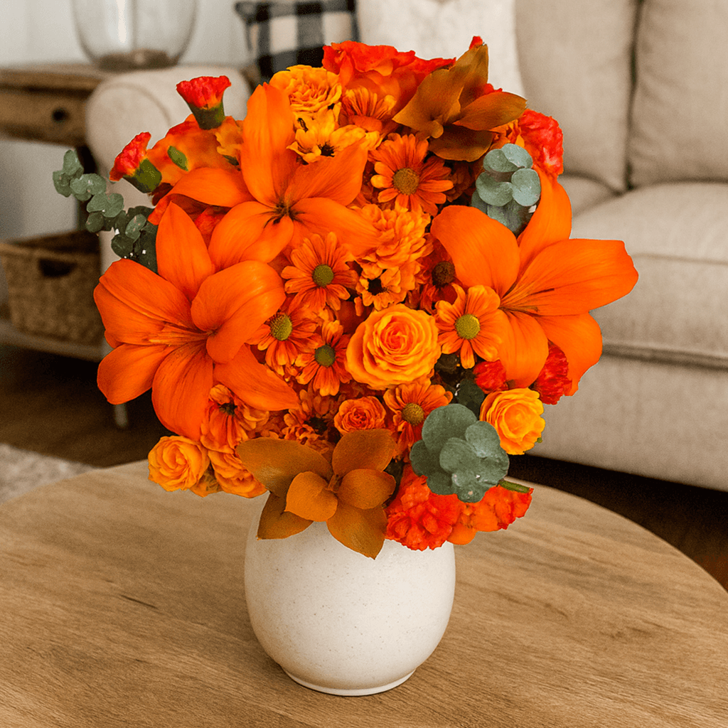 Orange Fall Flower Bouquet Fresh Mixed Arrangement