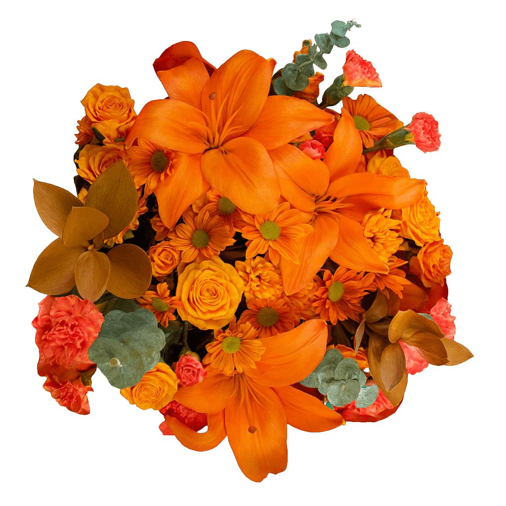 Orange Fall Flower Bouquet Fresh Mixed Arrangement