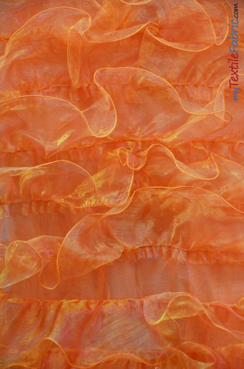 Organza Ruffled Mesh Polyester Fabric - Layered Ruffle Mesh, 57" Wide, Multiple Colors (1 Yard)