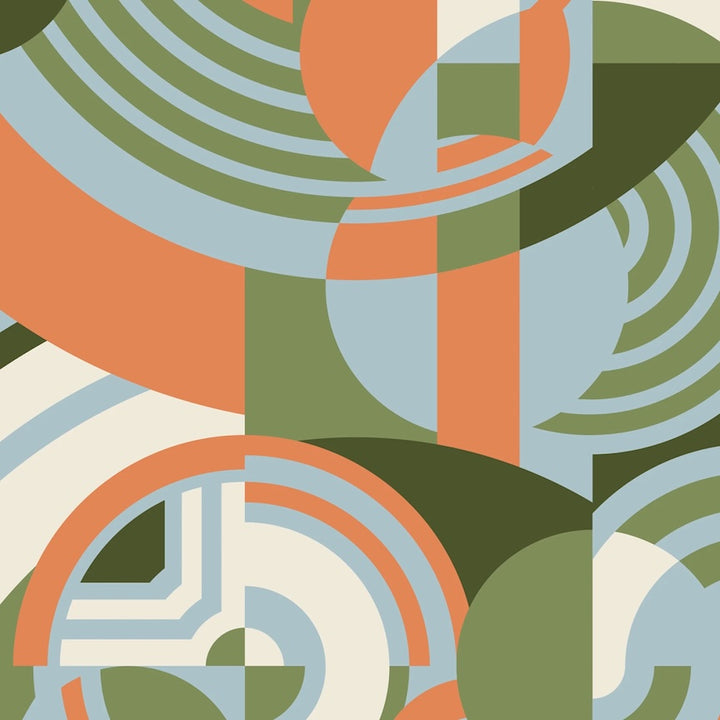 Cotton Print Orange and Green American Bold Fabric 44/45"