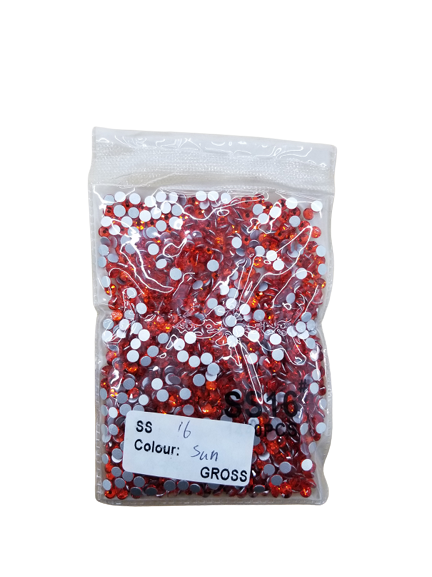 Small Bag Glue On Rhinestones - Orange Flat Back Rhinestone Fabric - Orange, 2MM To 6MM Sizes (1 Bag)