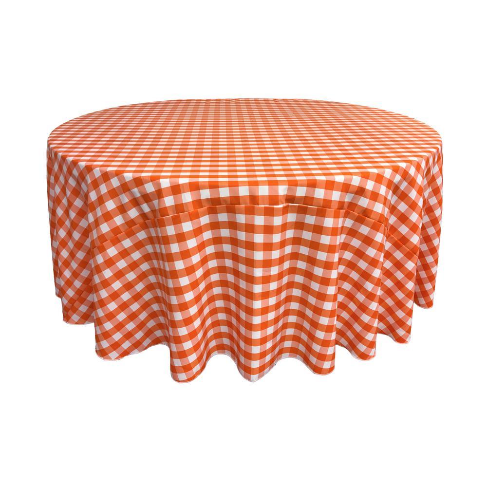 Orange Polyester Checkered Round 132″