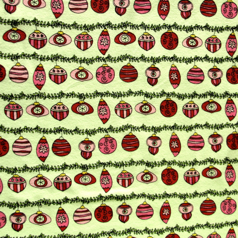 Cotton Knit Ornament Stripes on Green