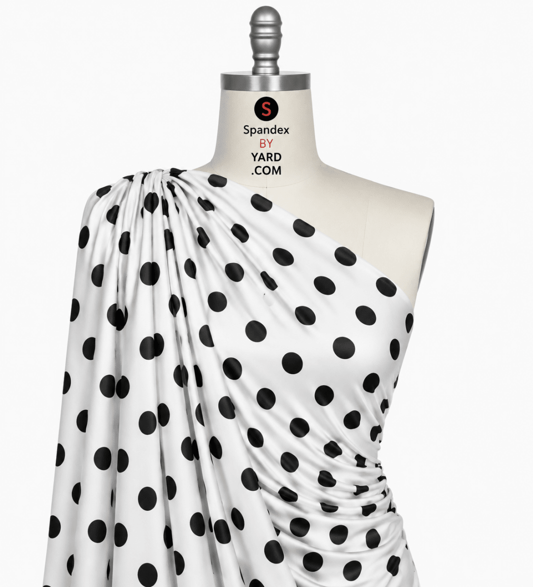 Printed Spandex Polka Dot Black & White