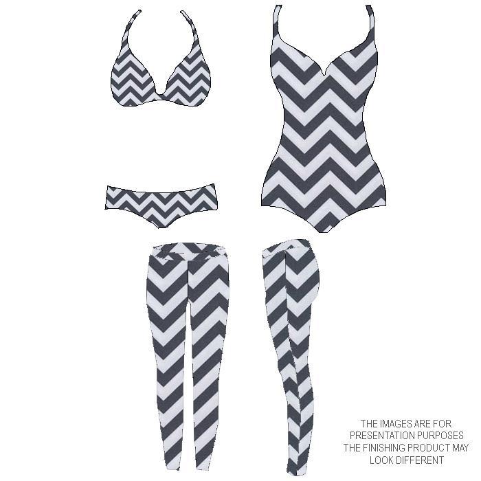 Printed Spandex Chevron Antrazit/White