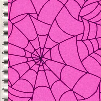 Printed Spandex Neon Green Black Spiderweb Halloween