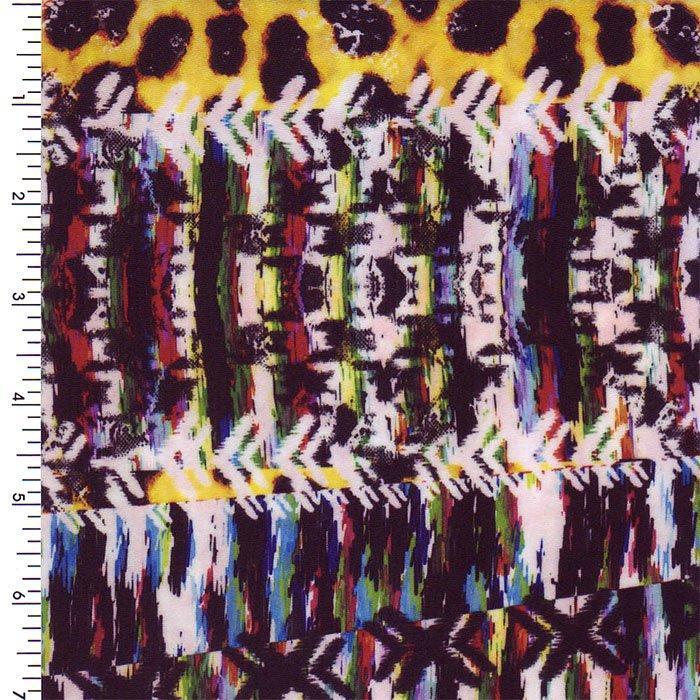 Printed Spandex Abstract Rainbow Multi-Color