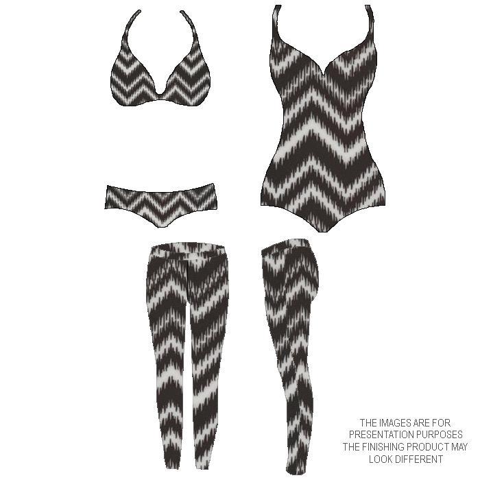 Printed Spandex Chevron Wave Plum/White