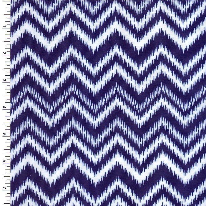Printed Spandex Chevron Wave Plum/White