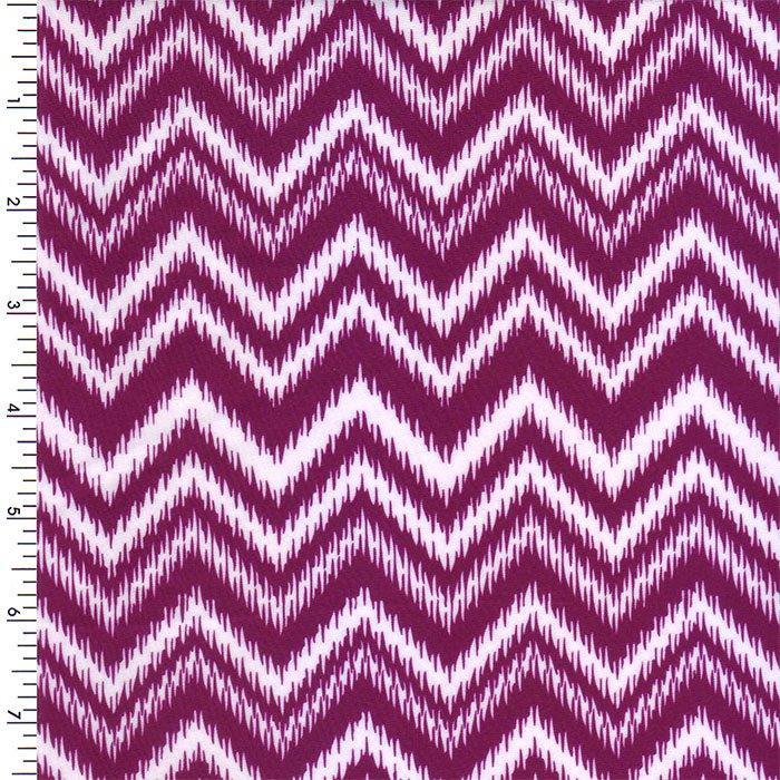 Printed Spandex Chevron Wave Plum/White