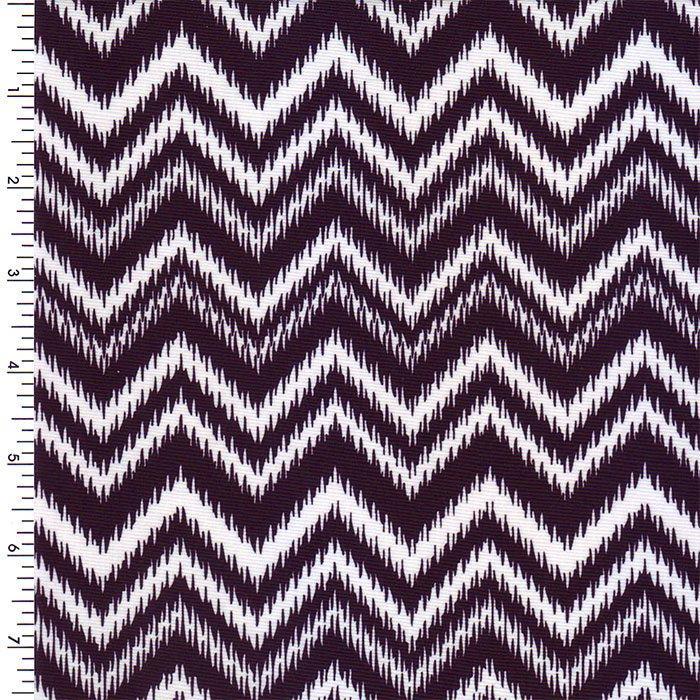Printed Spandex Chevron Wave Plum/White