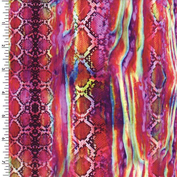 Printed Spandex Rainbow Abstract Multi-Color