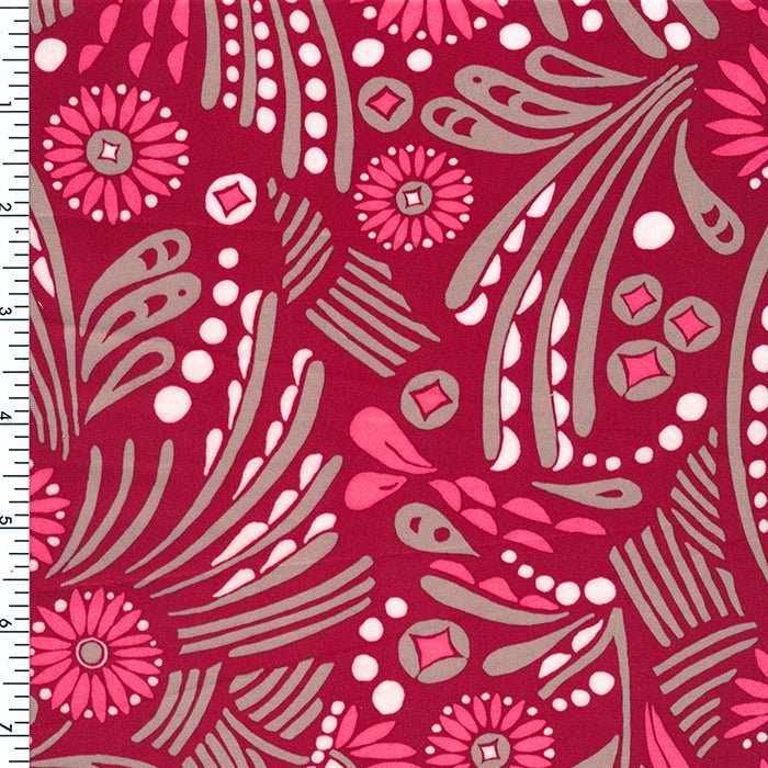 Poly Spandex Tricot Hot Pink Tribal Print