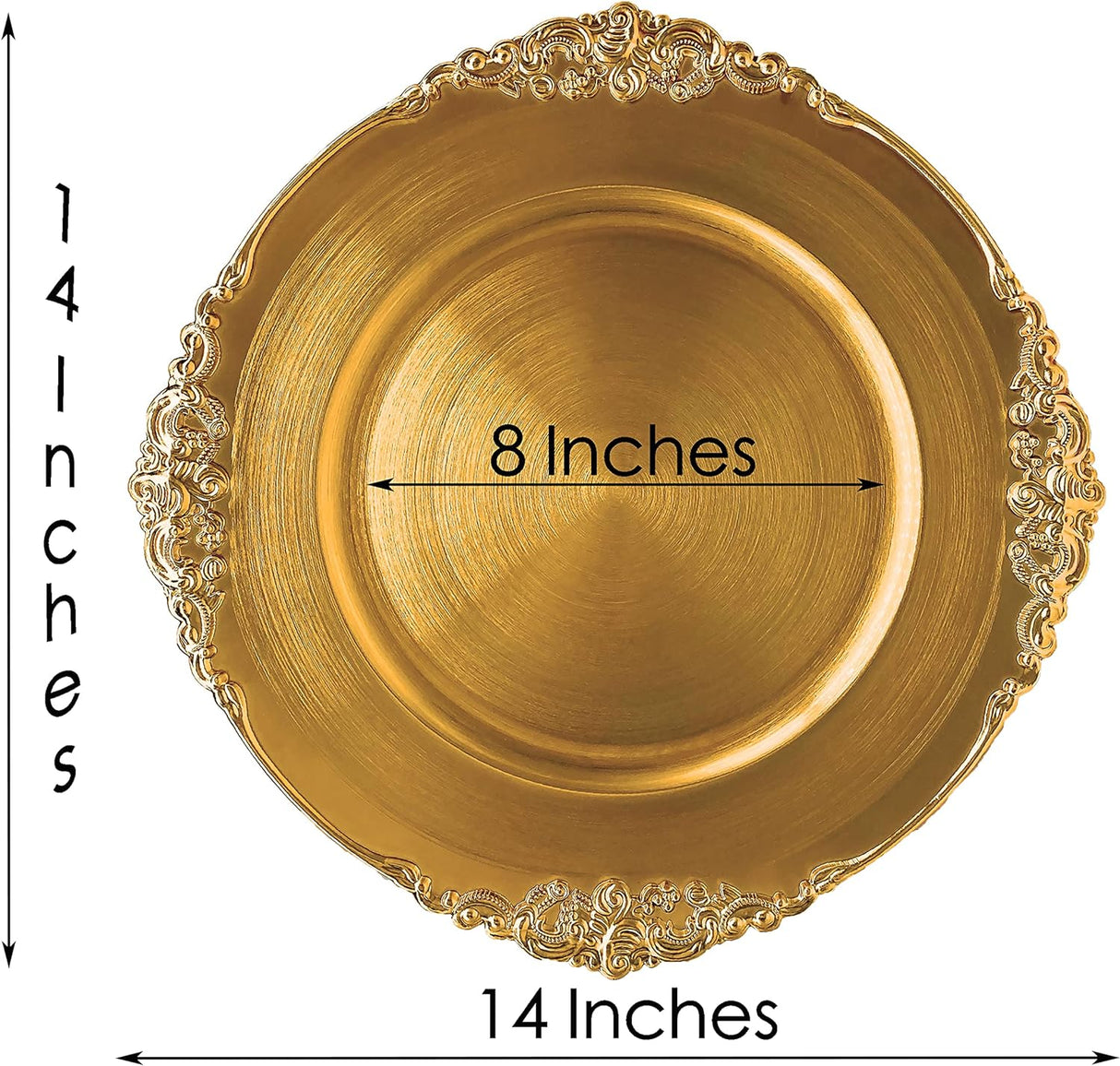 Gold Embossed Baroque Acrylic Charger Plates 13"