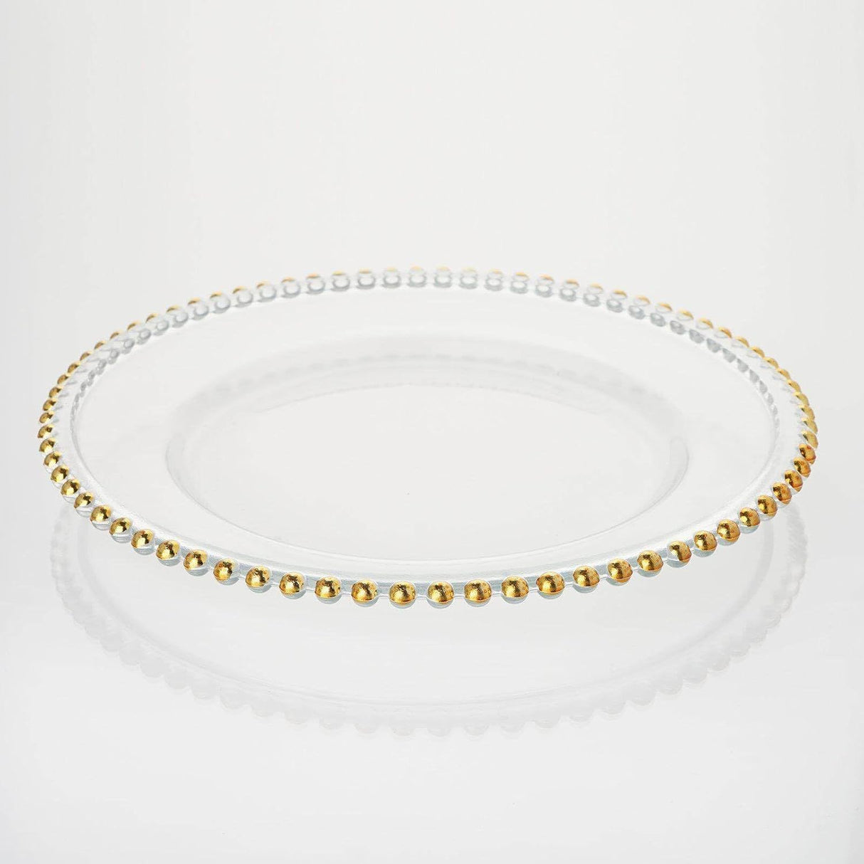 Clear Acrylic Charger Plate With Gold Beaded Rim 13"