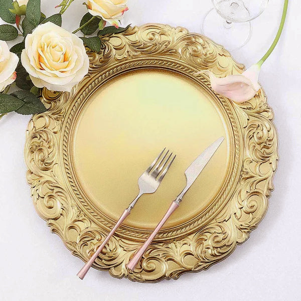 Gold Vintage Acrylic Charger Plate 13in
