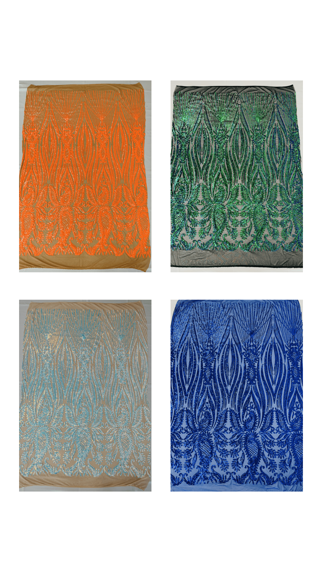 Paisley Sequin Design 4 Way Stretch Mesh Fabric - Nude Paisley Embroidered Iridescent Sequins, 48-50" Width, 36" Length (1 Yard)