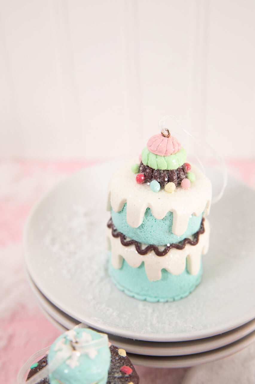 3.5 Inch Clay Dough Holiday Cake Ornament Decorative Christmas Hanging Ornament