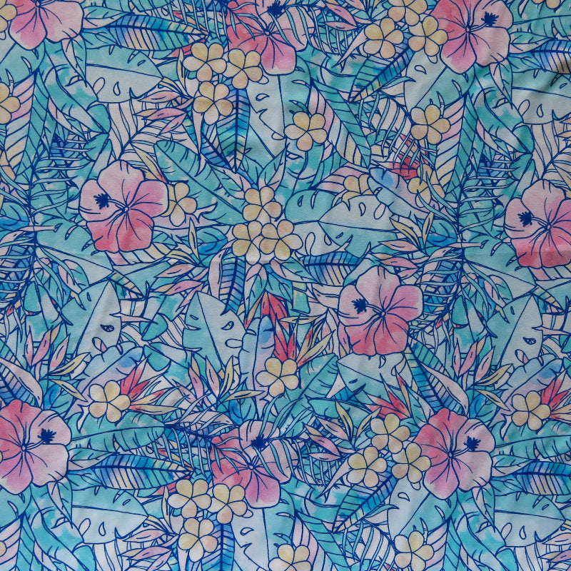 Nylon Spandex Swimsuit Fabric Pastel Paradise Floral 4-Way Stretch