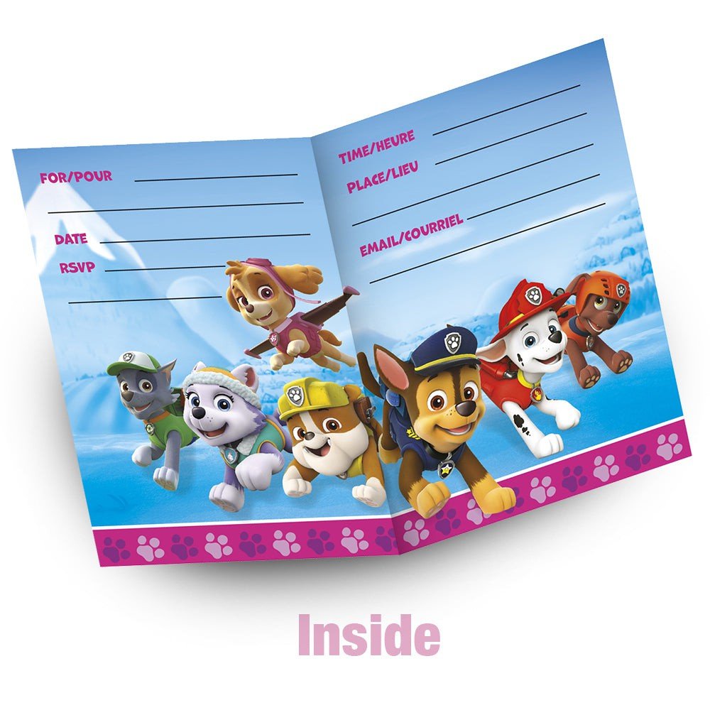 Paw Patrol Girls Invitations 8 Pack