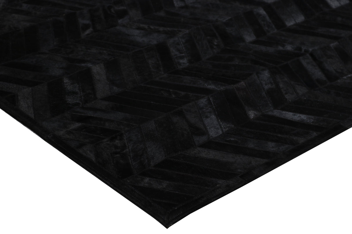 Patchwork PCH214 Cowhide Patchwork Rug - Geometric Chevron Black, 5' X 7', 7' 6" X 9' 6", 9' X 12' (1 Unit)