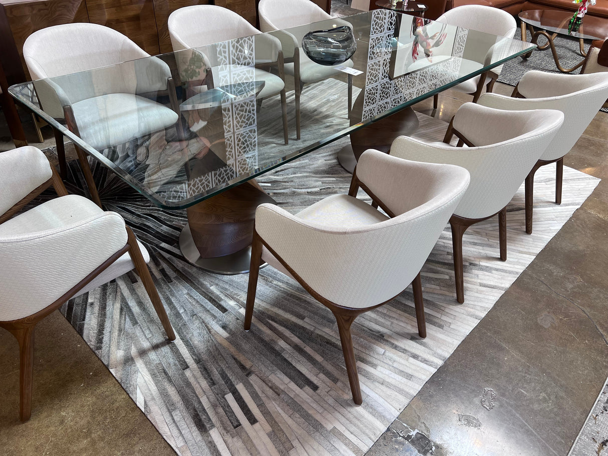 Leather Patchwork Cowhide Area Rug - Patchwork Cowhide Fabric, White/Brown, 5' X 7', 8' X 8' Round, 8' X 10', 9' X 12' (1 Unit)
