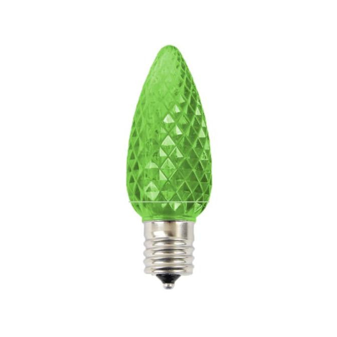 C9 Platinum Elite LED SMD Bulbs – 25 Pack Faceted Green Commercial Grade Retrofit Holiday Lights