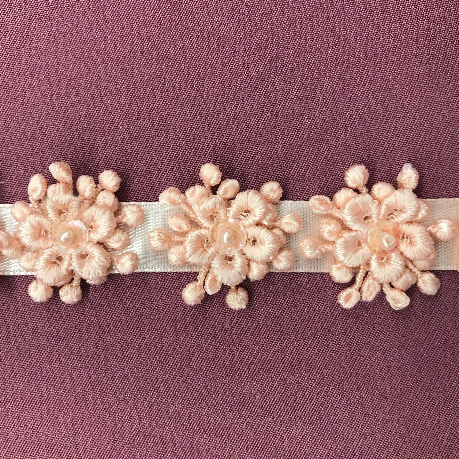 1 Yard Beaded 3D Guipure Floral Lace Trimming on Ribbon | 1" Wide | Elegant Trim for Bridal, Formal & Dancewear