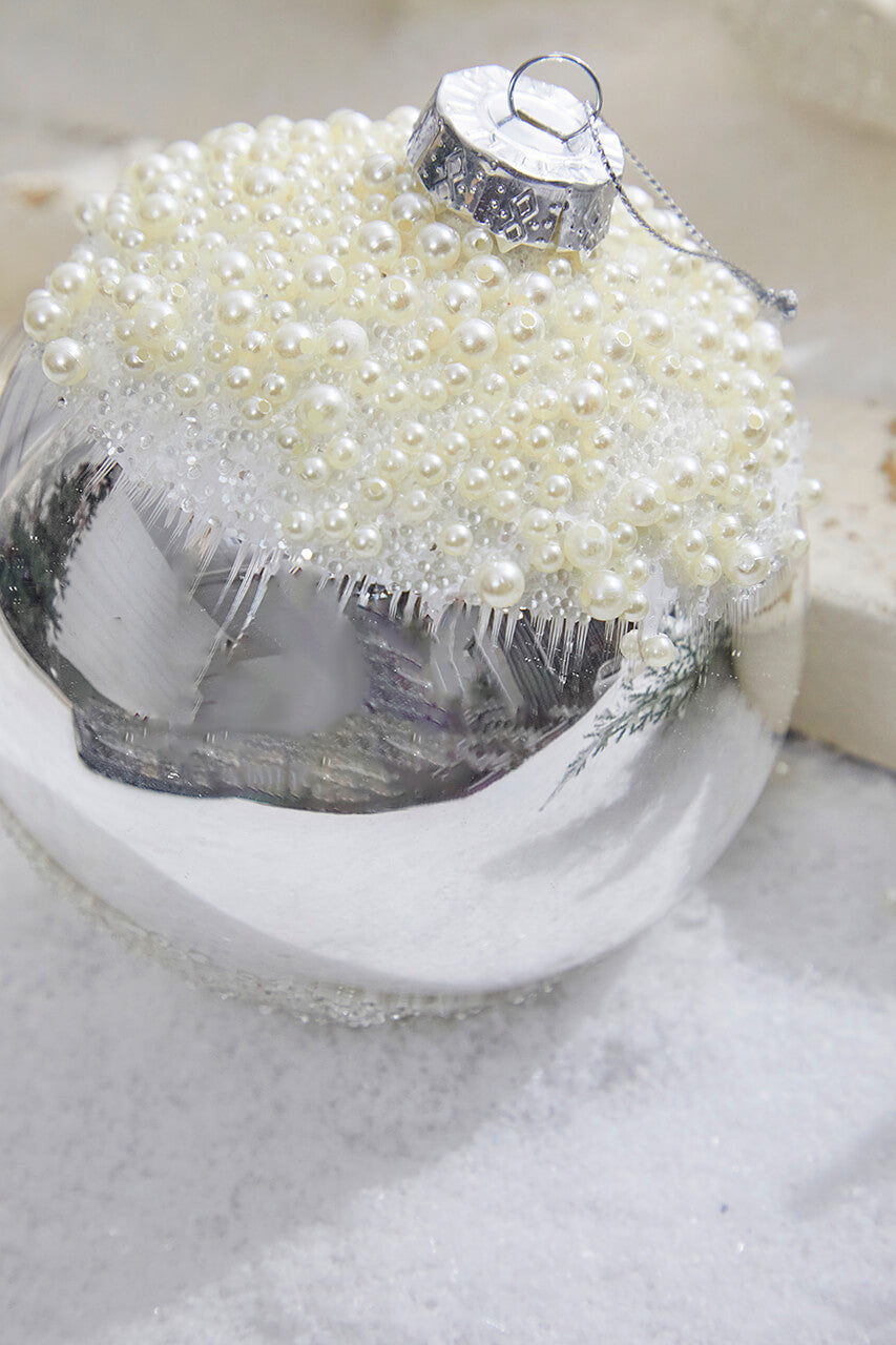 5" Silver Christmas Ball Ornament - Set of 6