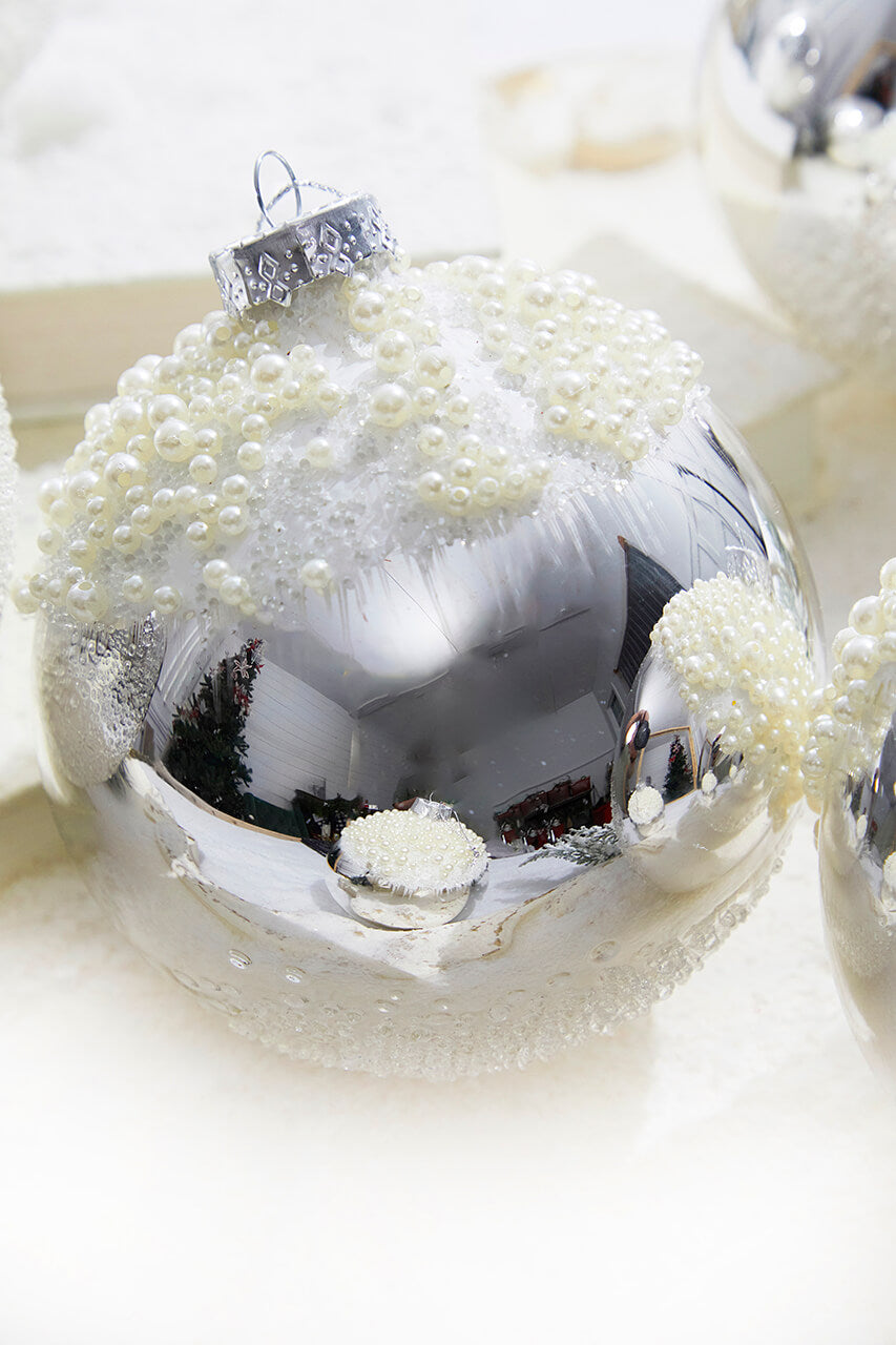 5" Silver Christmas Ball Ornament - Set of 6
