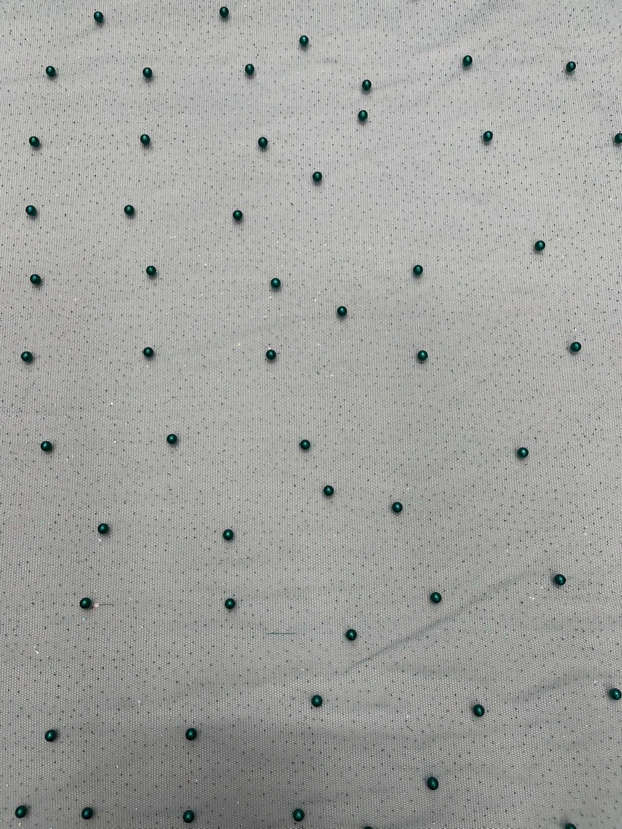 Pearl Glitter Studded Mesh Polyester Fabric - Pearl Studded Mesh, 58" Wide (1 Yard)