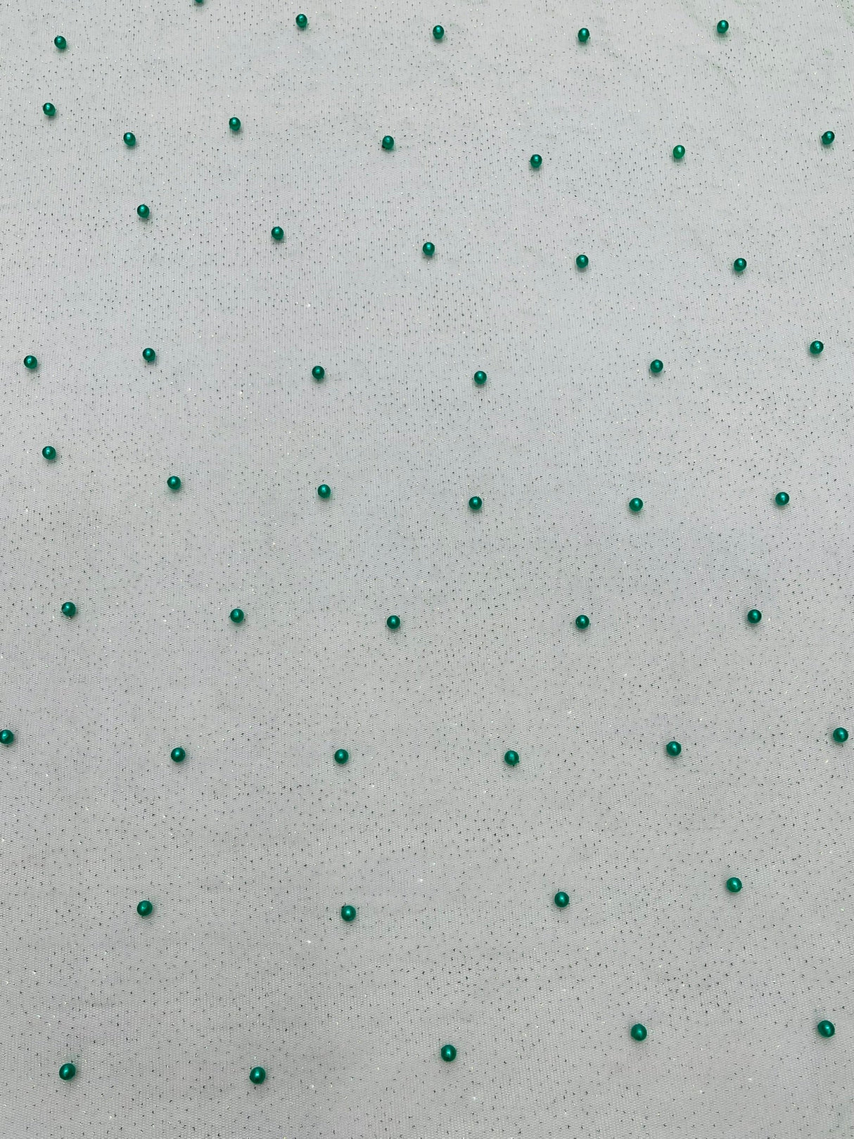 Pearl Glitter Studded Mesh Polyester Fabric - Pearl Studded Mesh, 58" Wide (1 Yard)