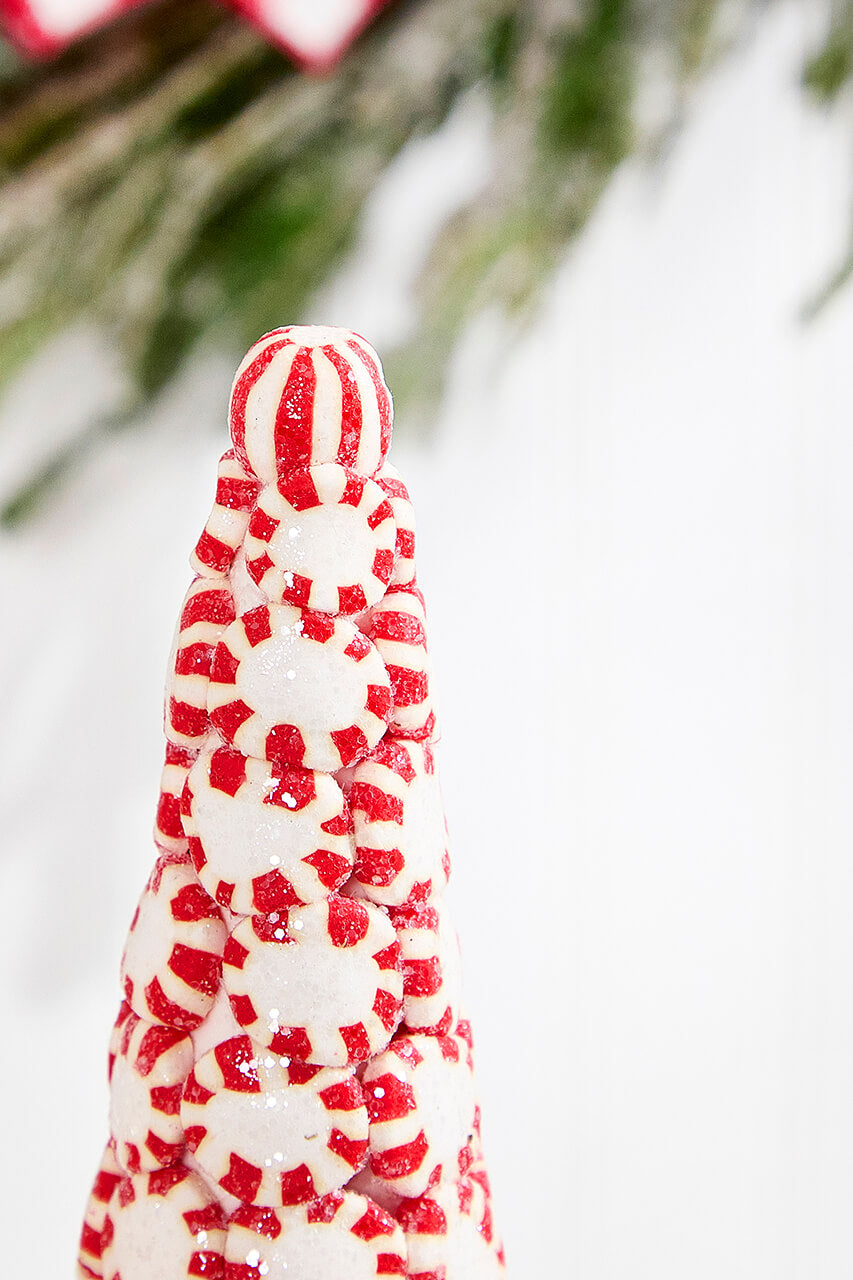 10.5" - 16.5" Clay Dough Peppermint Candy Trees - Set Of 3