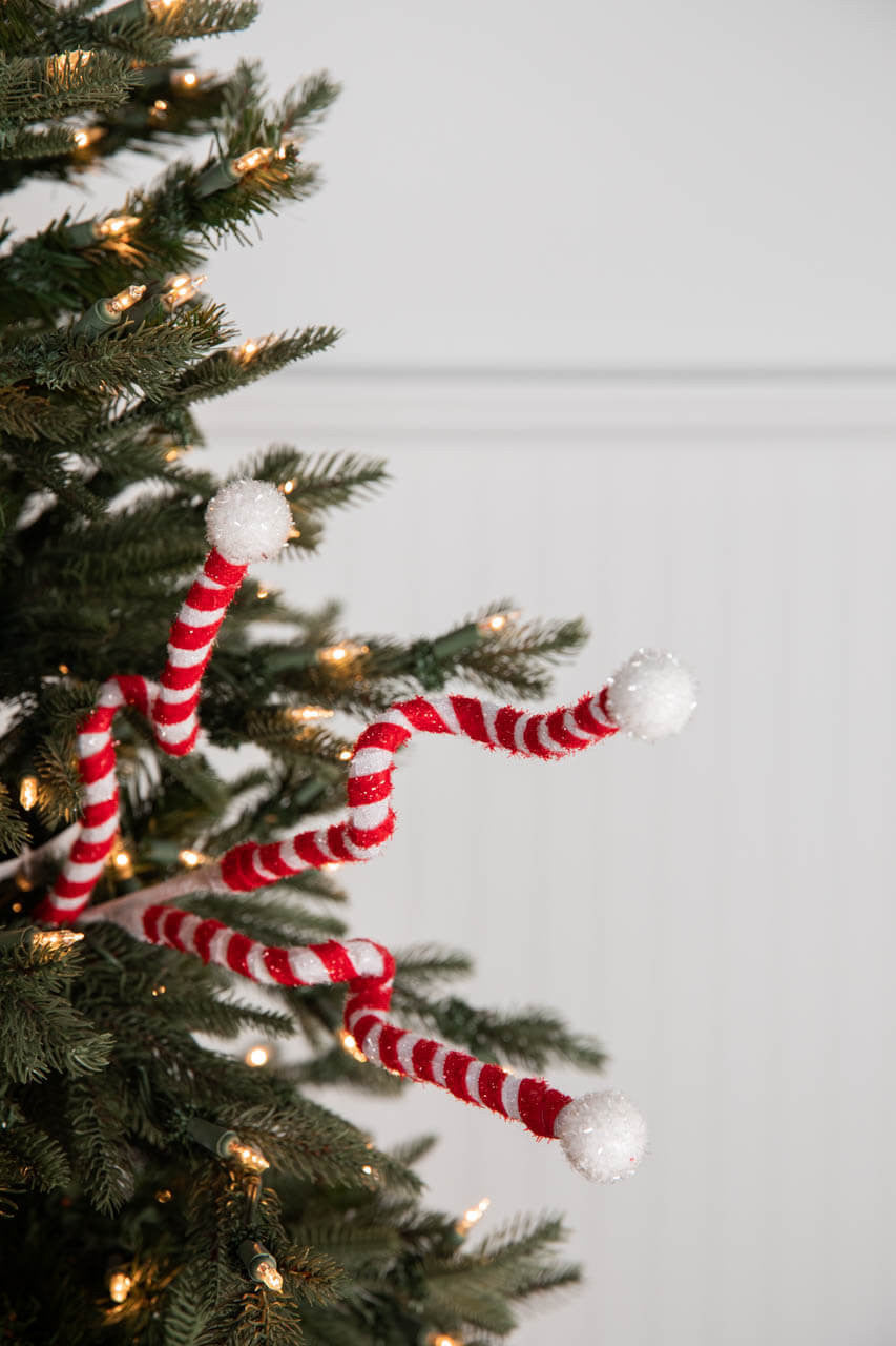 24 Inch Red & White Curly Stem with Ball