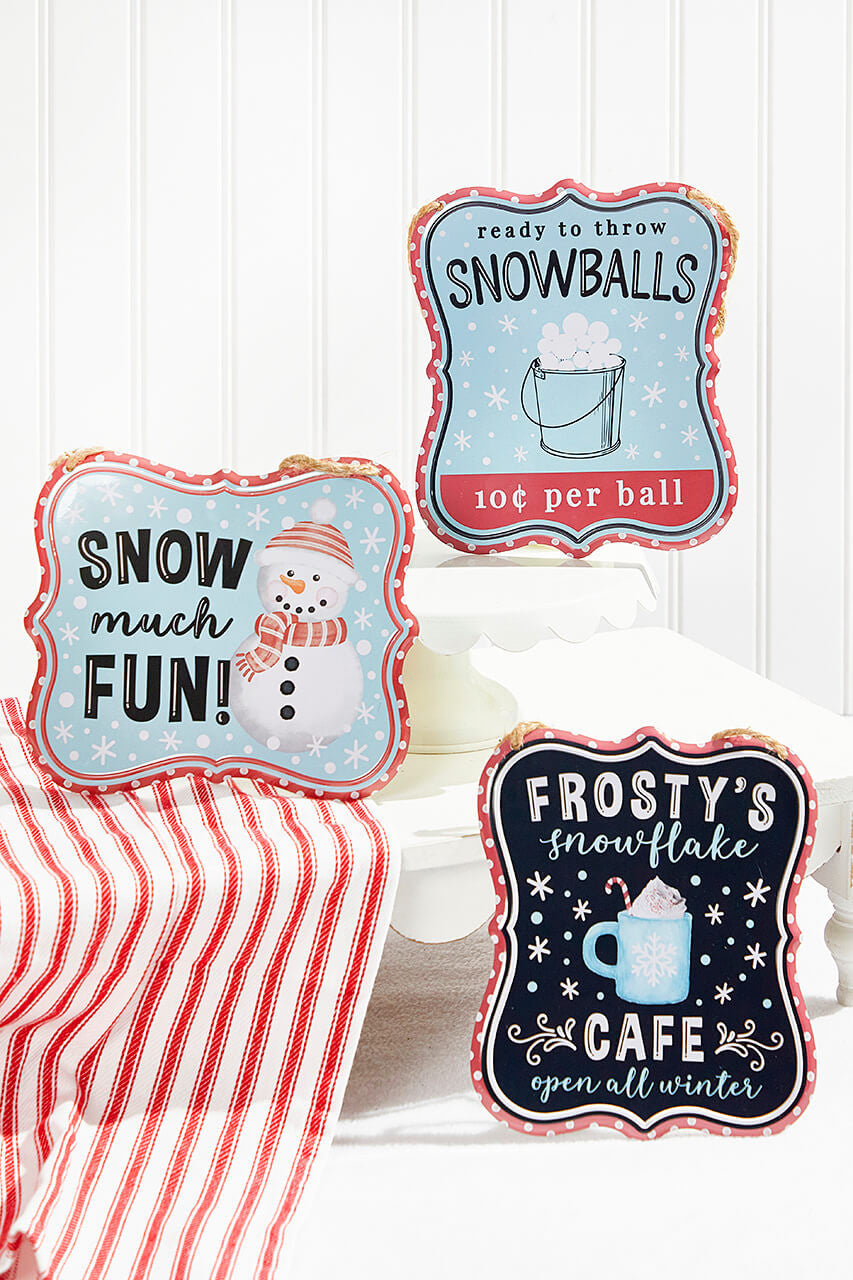 Embossed Winter Sign 7x6 Inch Festive Christmas Wall Decor