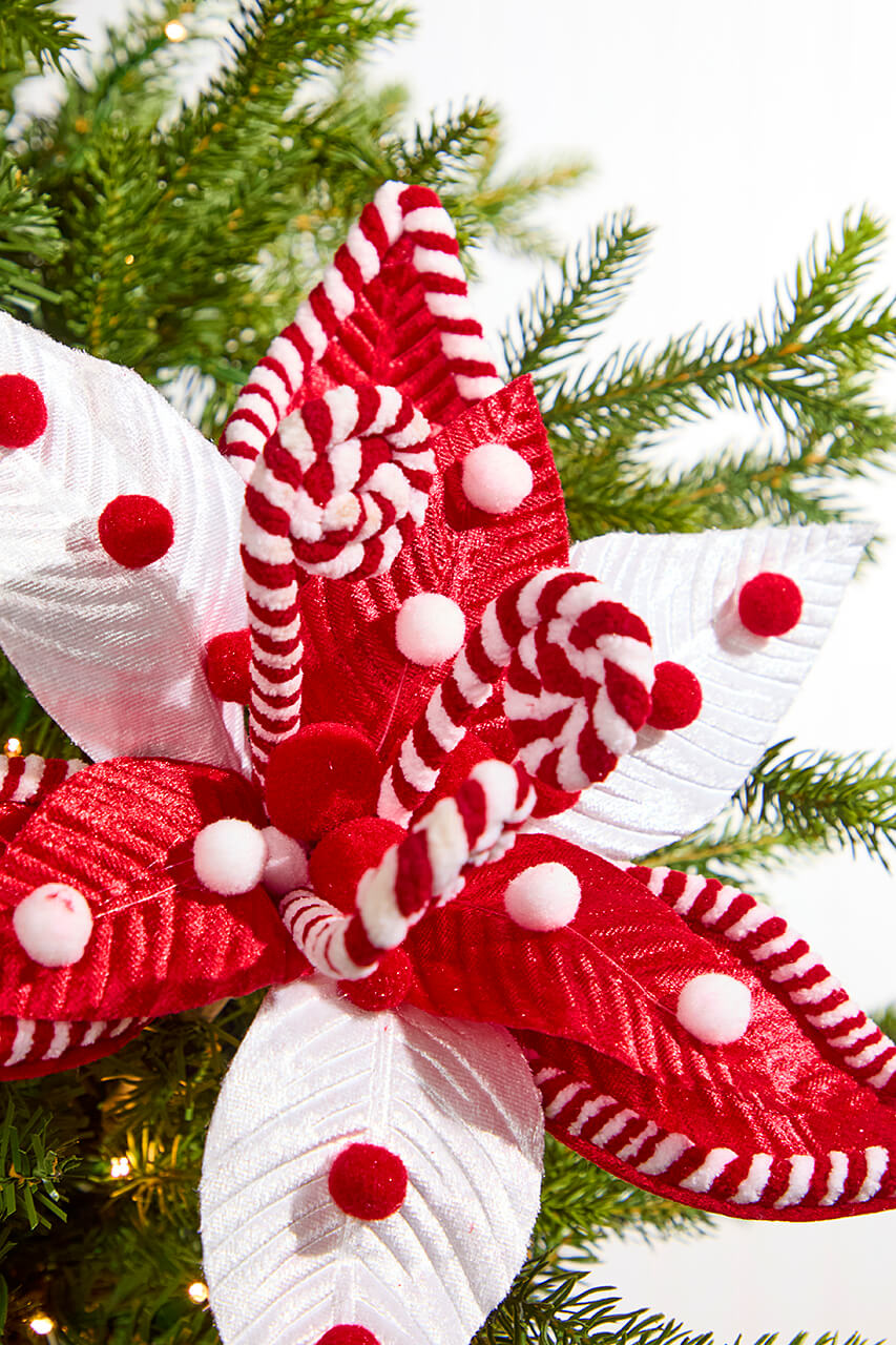 22" Peppermint Swirl Poinsettia Stem