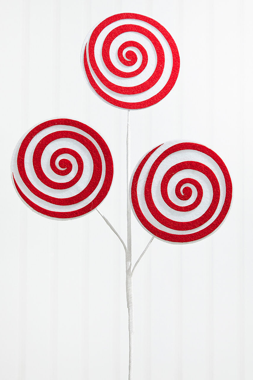 20” Red and White Swirl Candy Stem