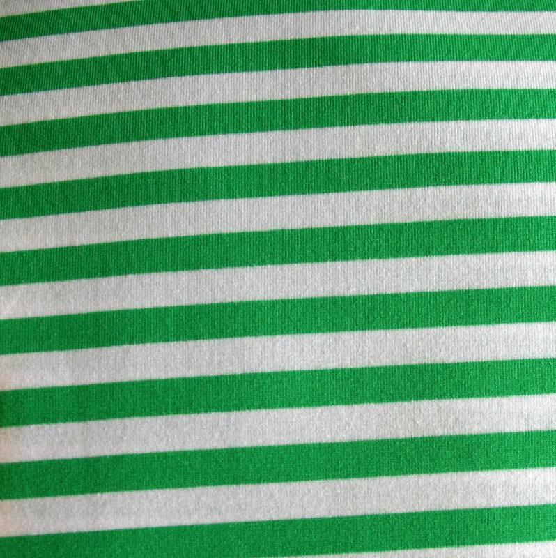Cotton Lycra Knit Fabric Peppermint Green and White Stripe 24 Remnant