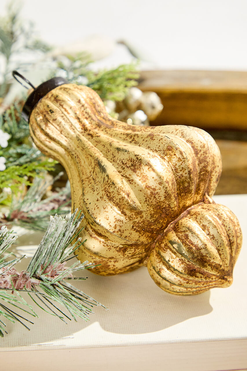 6" Large Matte Gold Turban Ornament