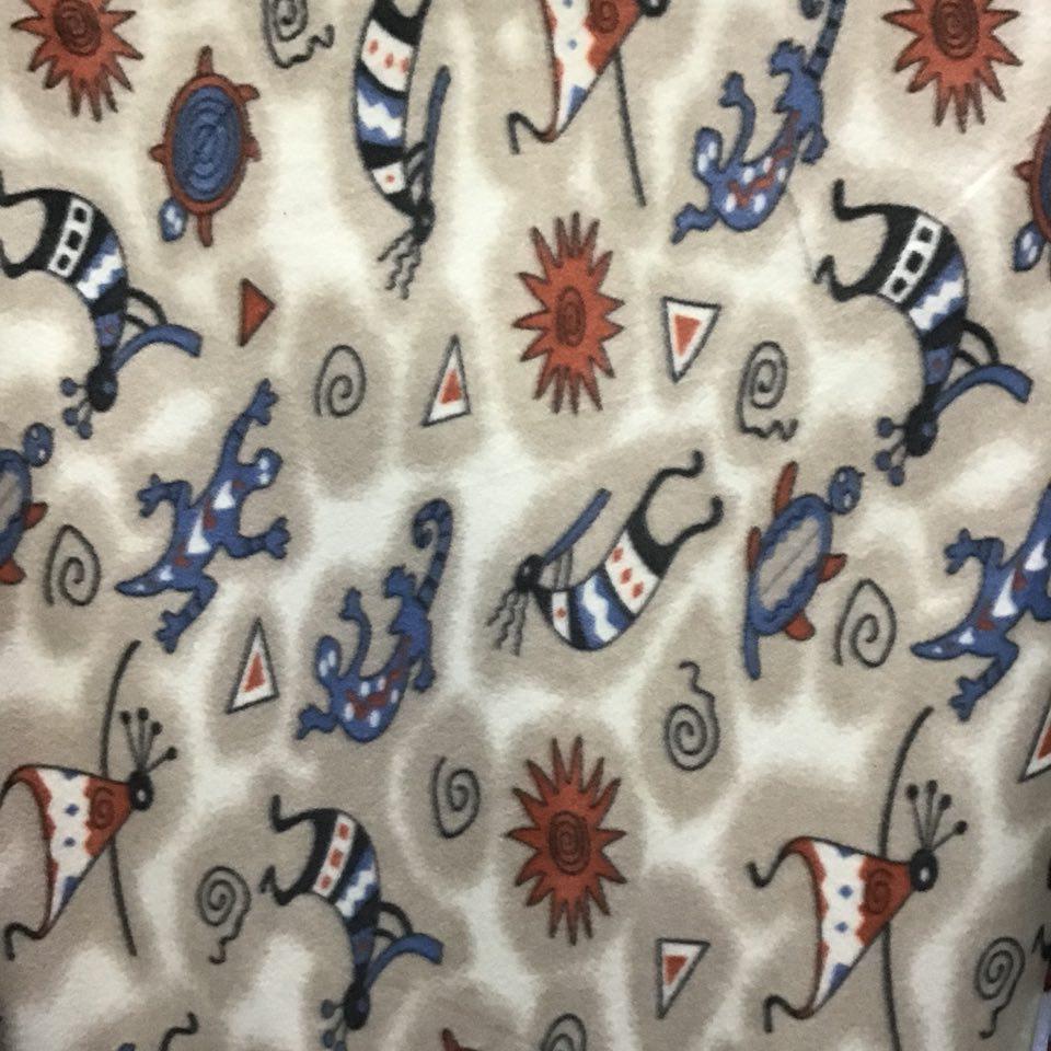 Kokopelli Gray Fleece Fabric,