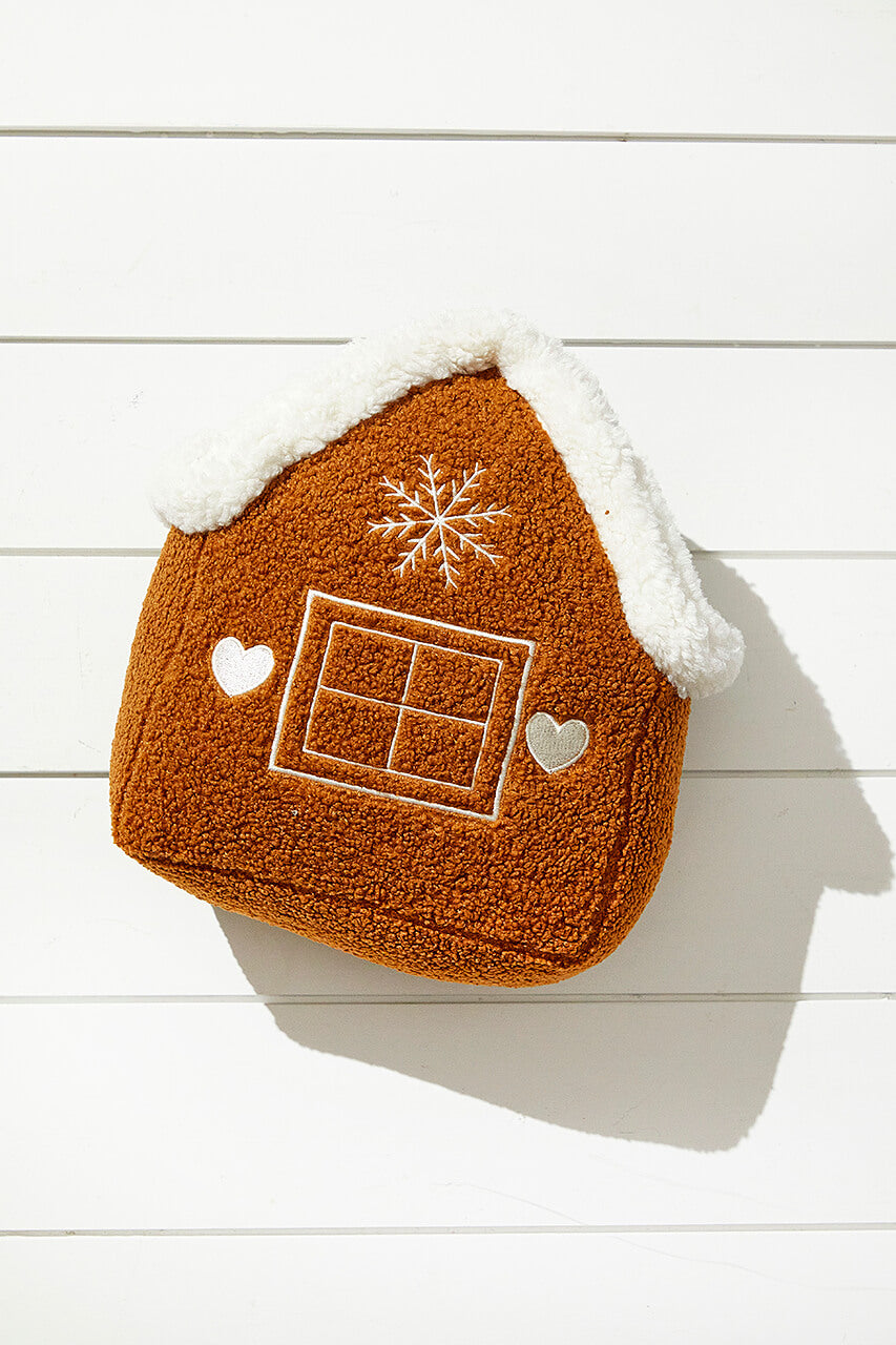 Brown Gingerbread House Pillow