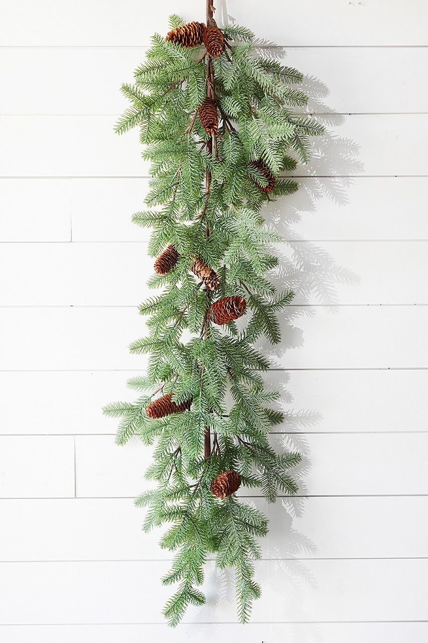 45" PE Fir Pine with Pinecones Garland