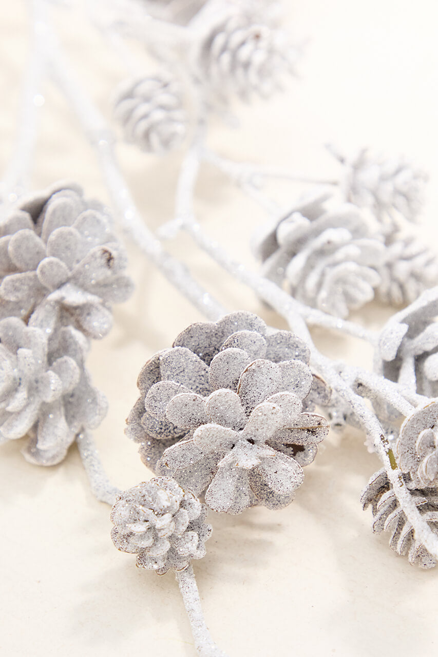 32" Snowy Pinecone Spray