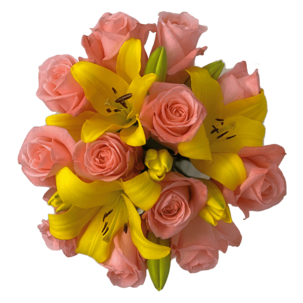 Fresh Rose & Lily Flower Bouquet Elegant Gift Arrangement