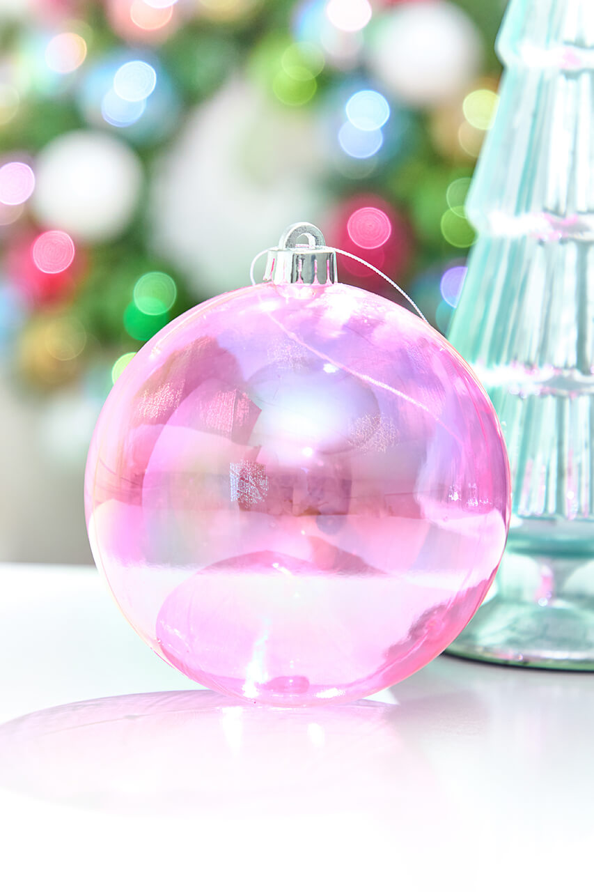 6" Pink Iridescent Ball Ornament