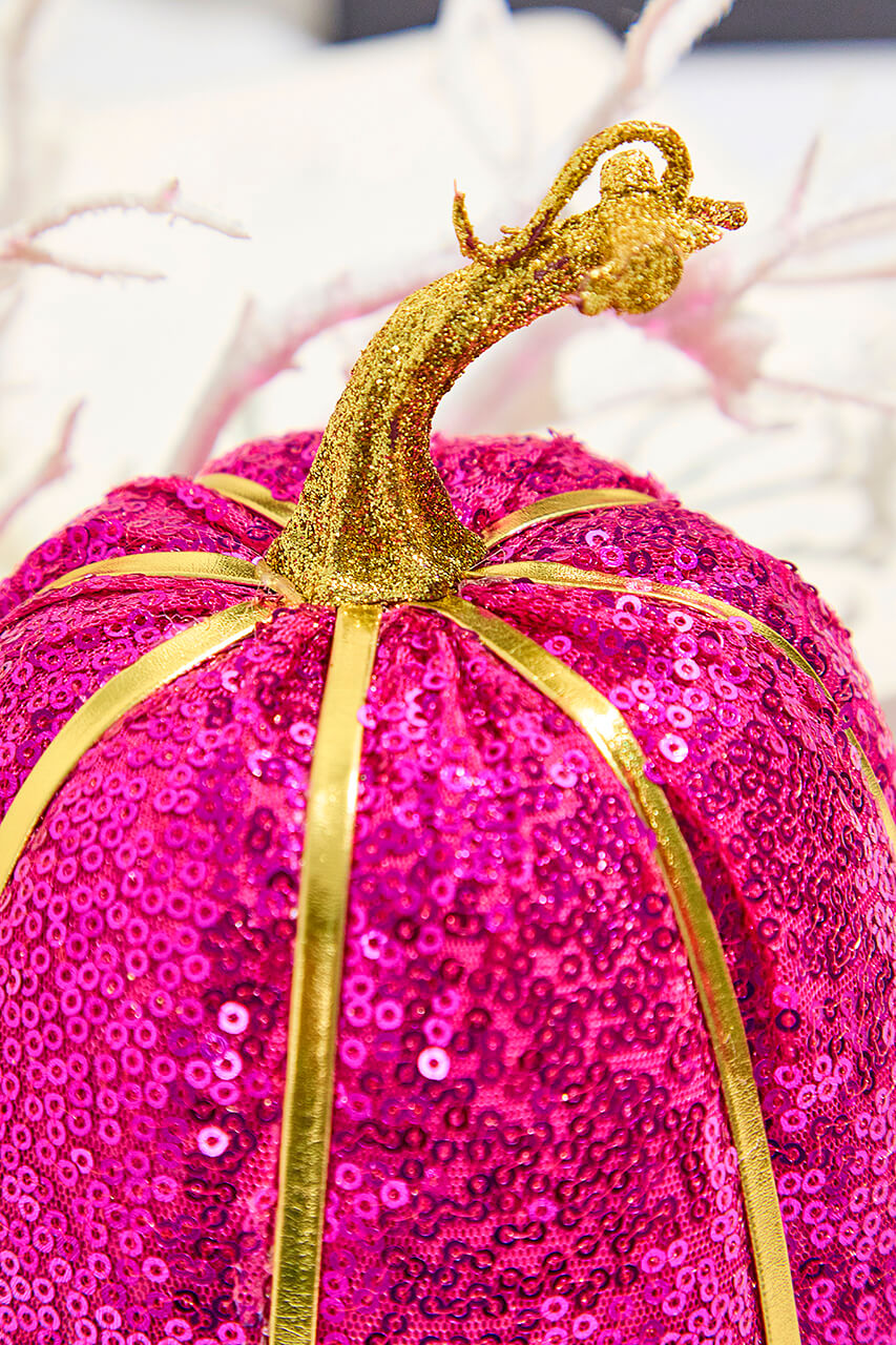 10" Pink Sequin Pumpkin