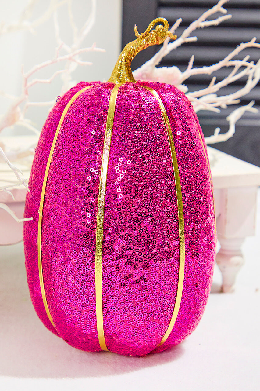 10" Pink Sequin Pumpkin