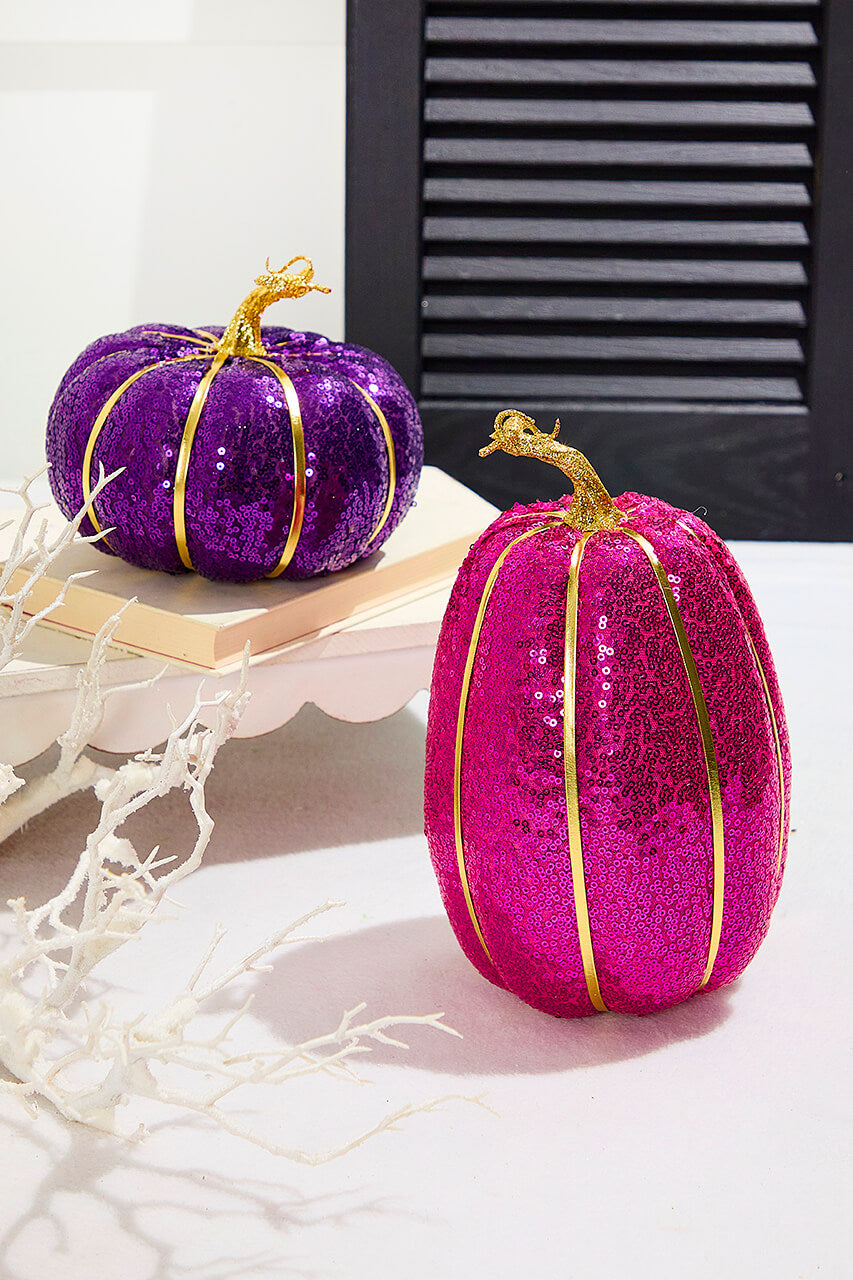 7" Purple Sequin Pumpkin