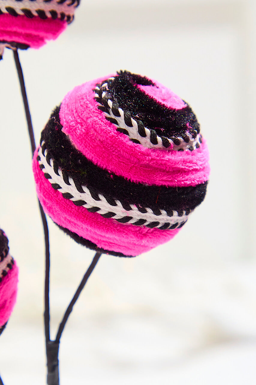 17" Velvet Stripe Ball Spray - Pink
